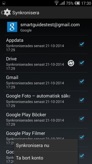 Välj Synkronisera nu
