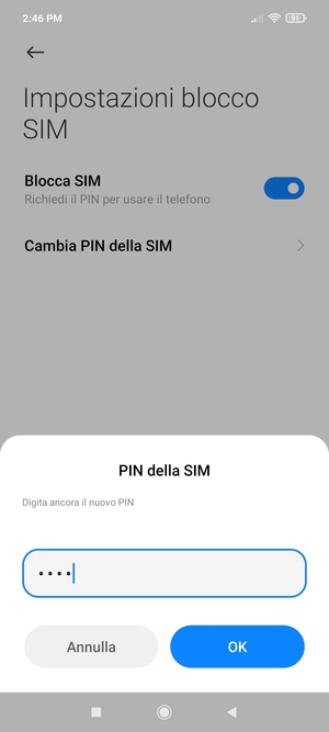 Conferma il nuovo  PIN della SIM e seleziona OK