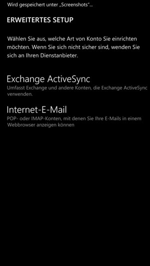 Wählen Sie Exchange ActiveSync