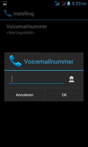 Voer het Voicemailnummer in en selecteer OK