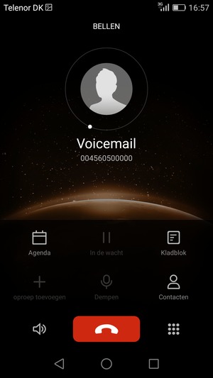 Als uw voicemail belt zoals op in dit scherm, is uw telefoon correct geïnstalleerd.
