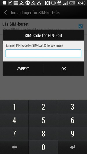 Skriv inn din gamle PIN-kode for SIM-kort og velg OK