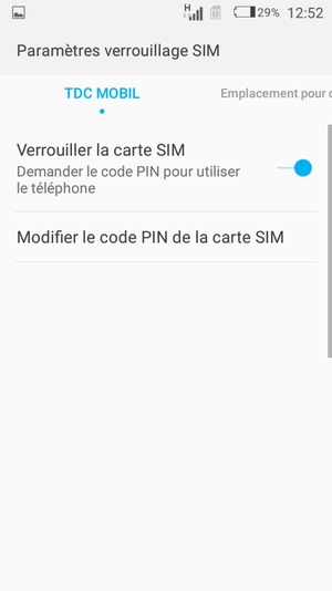 Sélectionnez Public et sélectionnez Modifier le code PIN de la carte SIM
