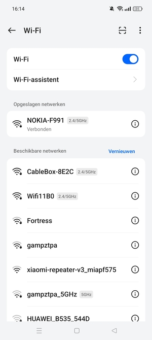 U bent nu verbonden met het WiFi-netwerk