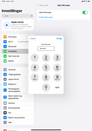 Skriv inn Ny PIN-kode og velg Ferdig