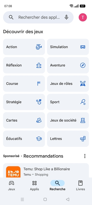 Sélectionnez la barre de Recherche