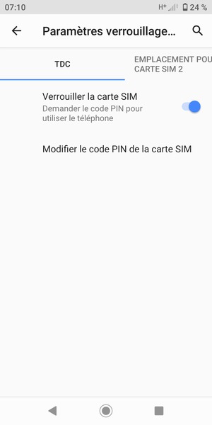 Sélectionnez Digicel et Modifier le code PIN de la carte SIM