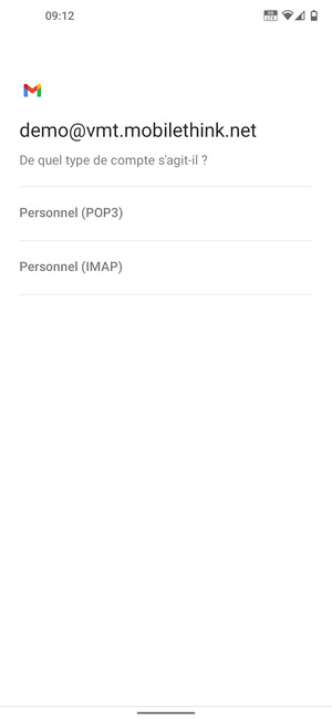 Sélectionnez Personnel (POP3) ou Personnel (IMAP)