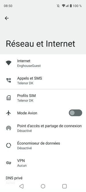 Sélectionnez Profils SIM