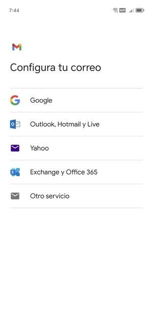 Seleccione Exchange y Office 365