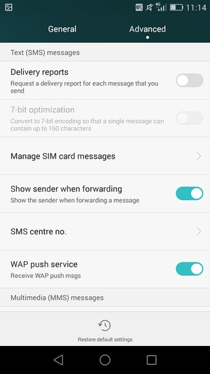 Select SMS centre no.