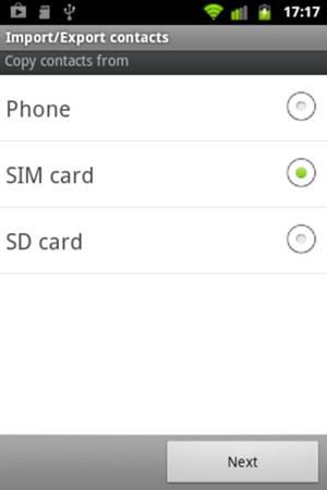 Select SIM card and select Next