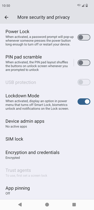 Scroll to and select SIM lock