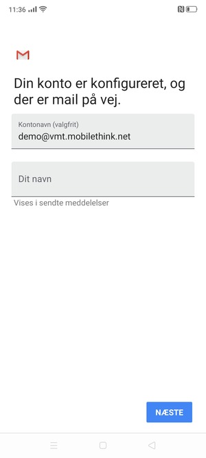 Giv din konto et navn og indtast dit navn. Vælg NÆSTE