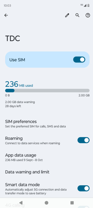 Turn Roaming on or off