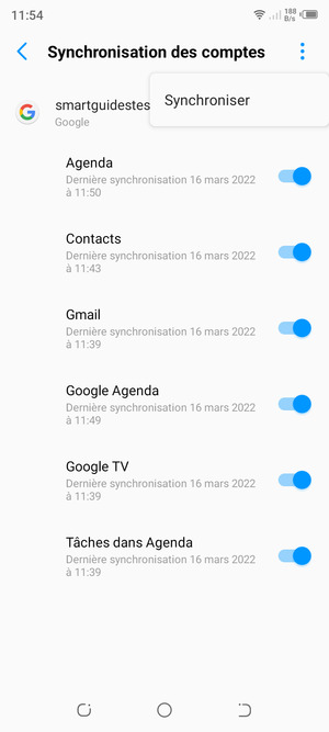 Sélectionnez Synchroniser