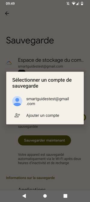 Sélectionnez votre compte de sauvegarde