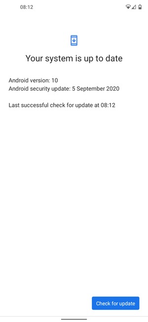 If your phone is up to date, you will see the following screen
