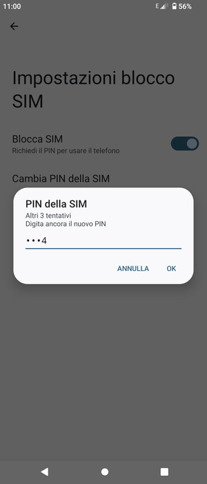 Conferma il nuovo PIN della SIM e seleziona OK