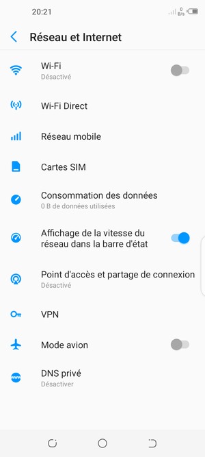 Sélectionnez Point d'accès et partage de connexion