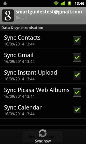 Make sure Contacts is selected and select Sync now