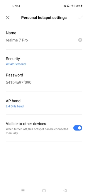 Enter a Wi-Fi hotspot password of at least 8 characters and select Save