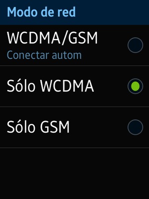 Seleccione Sólo WCDMA para habilitar 3G