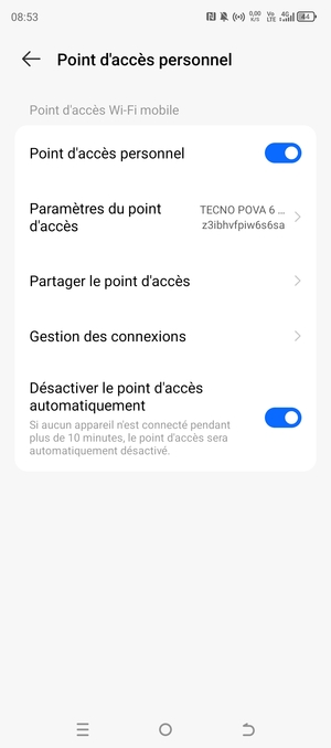 Votre téléphone est maintenant configuré pour être utilisé comme modem