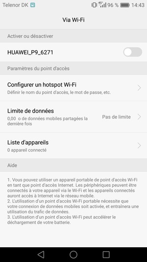 Sélectionnez Configurer un hotspot Wi-Fi