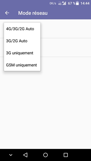Sélectionnez 4G/3G/2G Auto pour activer la 4G et 3G/2G Auto pour activer la 3G