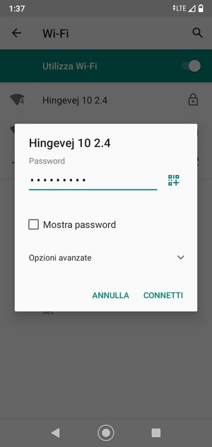 Inserisci la password del Wi-Fi e seleziona CONETTI