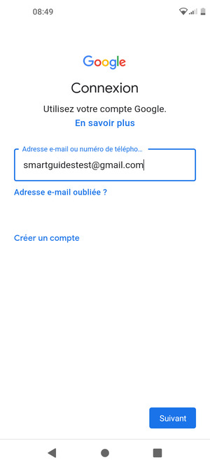 Saisissez votre adresse e-mail et sélectionnez Suivant