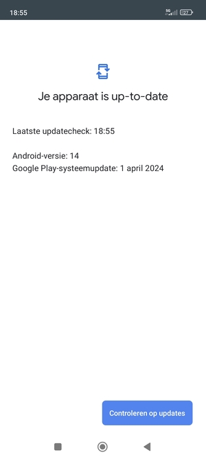 Als uw telefoon up-to-date is, zult u het volgende scherm zien