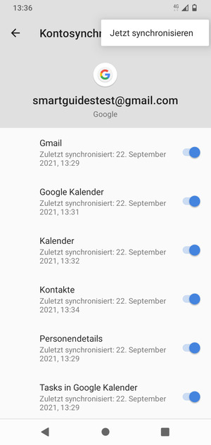 Wählen Sie Jetzt synchronisieren