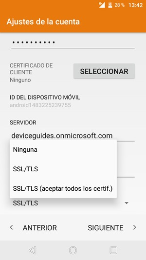 Seleccione SSL/TLS (Aceptar todos los certif.) y luego seleccione SIGUIENTE