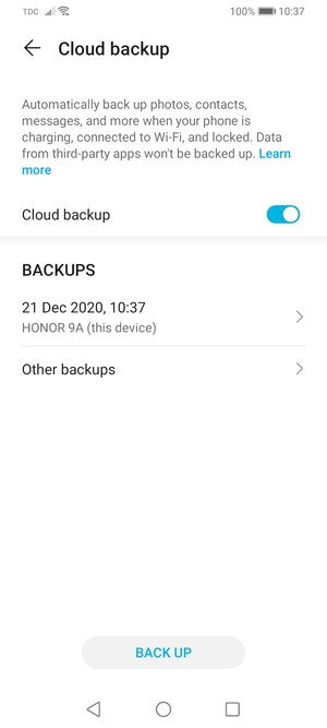 Select the latest backup from the list