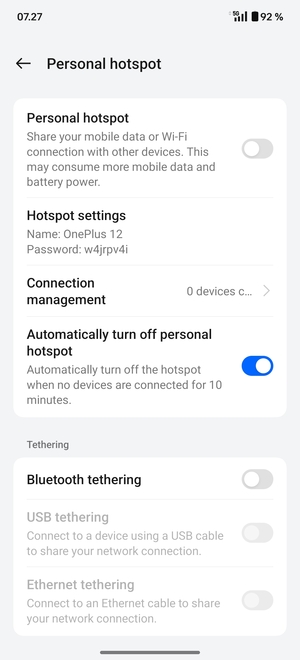 Select Hotspot settings