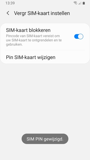 Uw pincode voor de SIM-kaart is gewijzigd