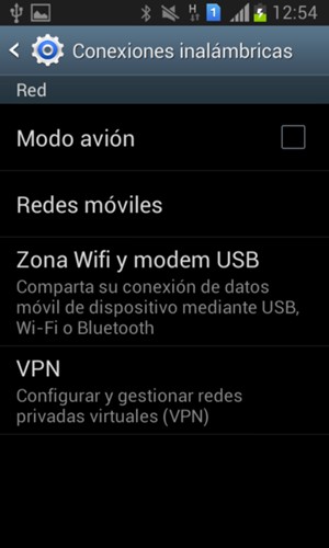 Seleccione Zona Wi-Fi y modem USB