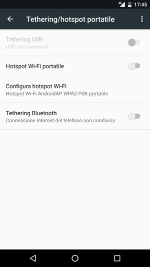 Seleziona Configura hotspot Wi-Fi