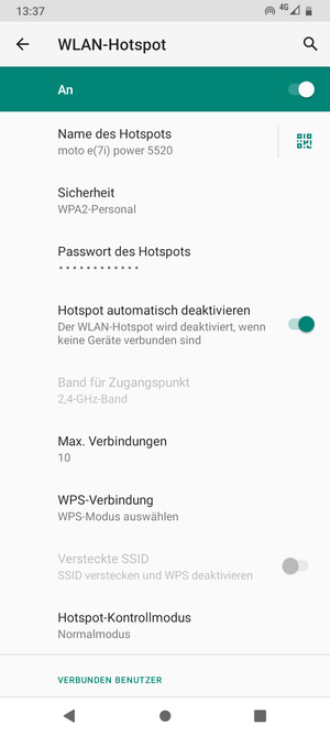 Ihr Handy ist jetzt für die Verwendung als Modem eingerichtet