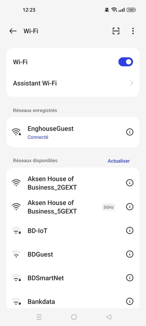 Vous êtes maintenant connecté au réseau Wi-Fi