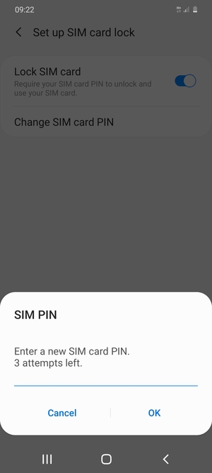Enter your New SIM card PIN and select OK