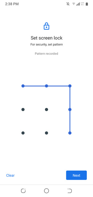 Draw an unlock pattern and select Next