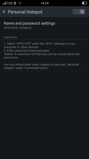 Select Name and password settings