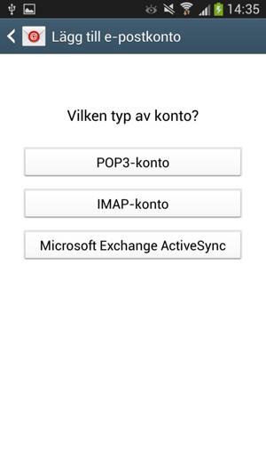 Välj Microsoft Exchange ActiveSync