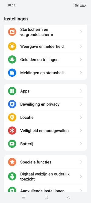 Scroll naar en selecteer Beveiliging en privacy