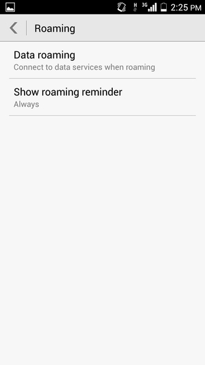 If you see this screen, select Data roaming