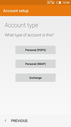 Select Personal (POP3) or Personal (IMAP) and select NEXT