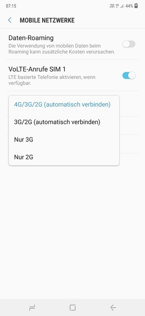 Wählen Sie die gewünschte Option